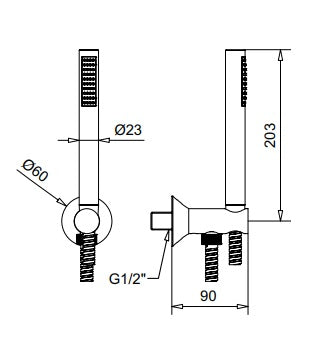 Bugnatese ORION Zuhanyszett gégecsőcsatlakozóval