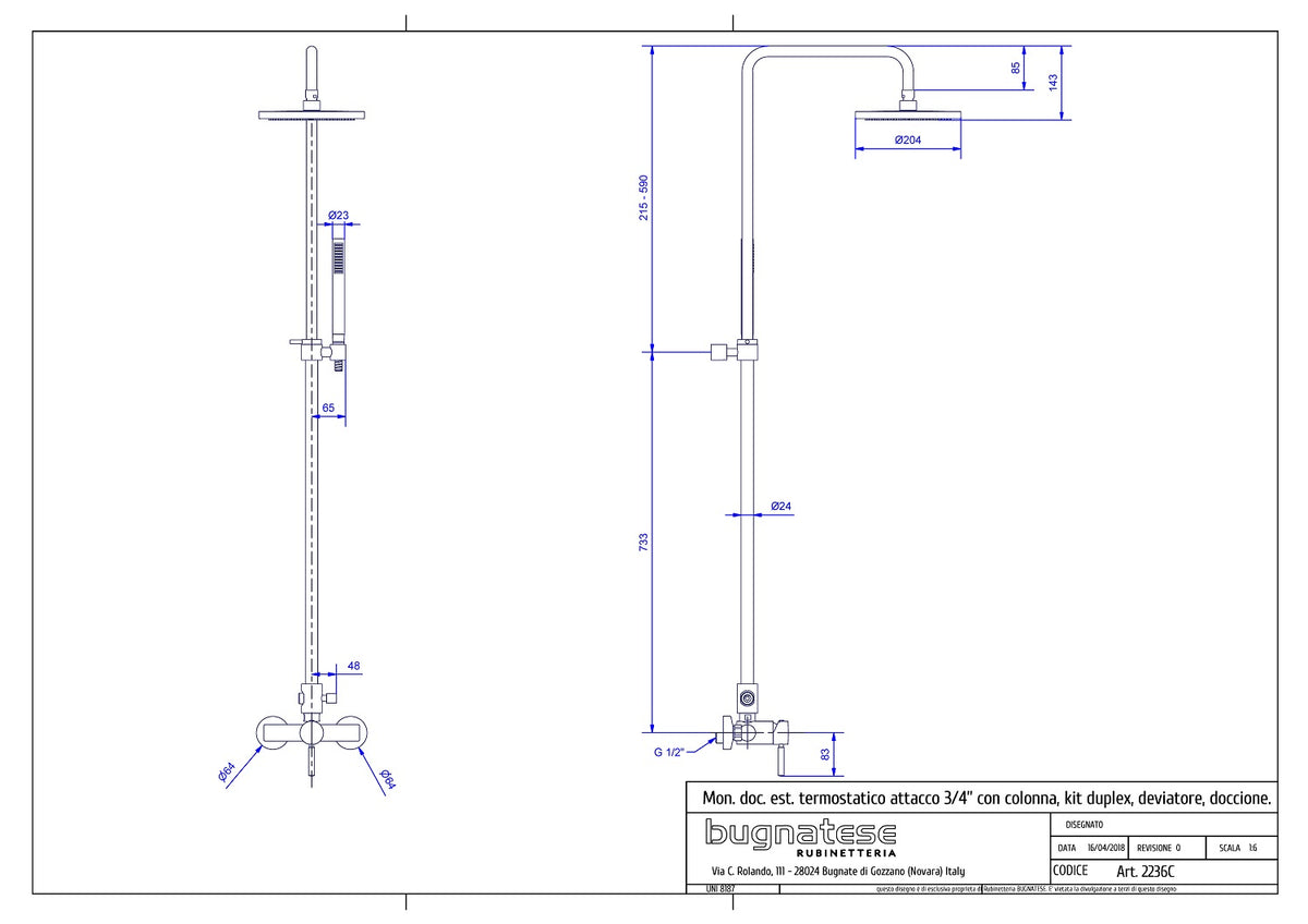 Bugnatese KOBUK Esőztető rendszer fej- és kézizuhannyal