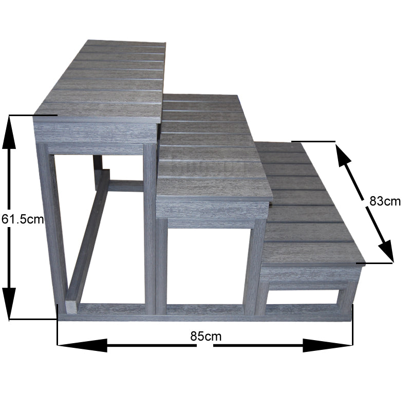 Jakuzzi lépcső fa hatású 3 fokos