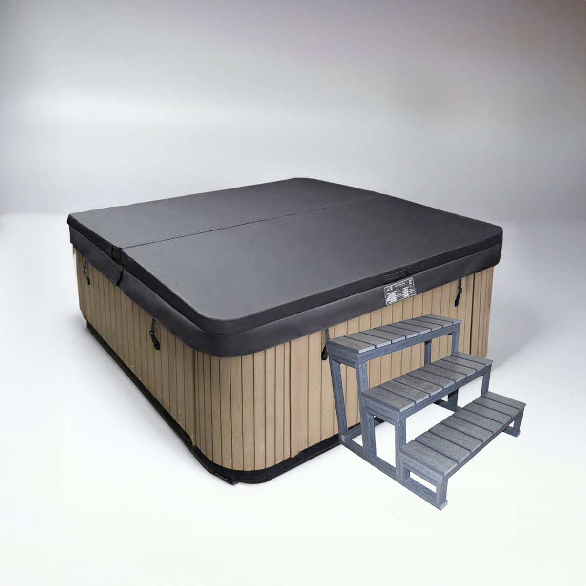 Jakuzzi lépcső fa hatású 3 fokos