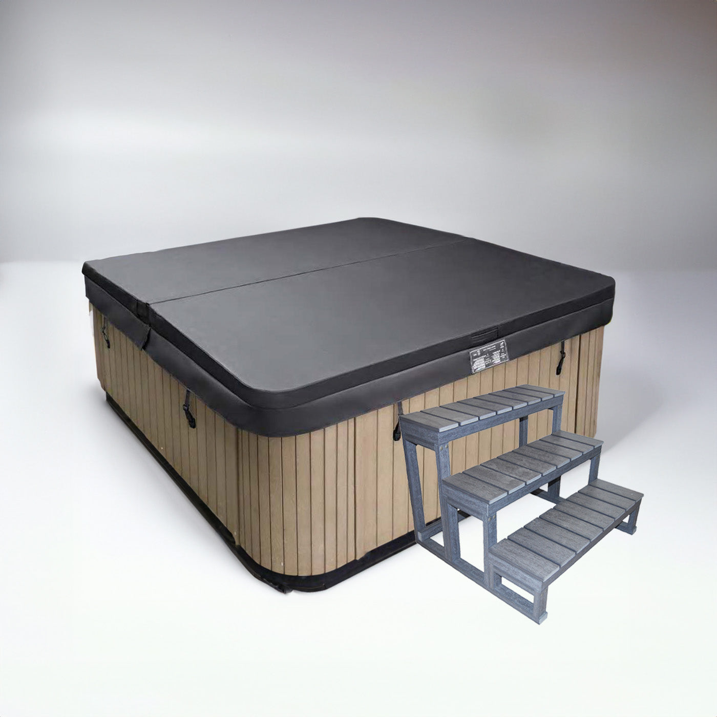 Jakuzzi lépcső fa hatású 3 fokos