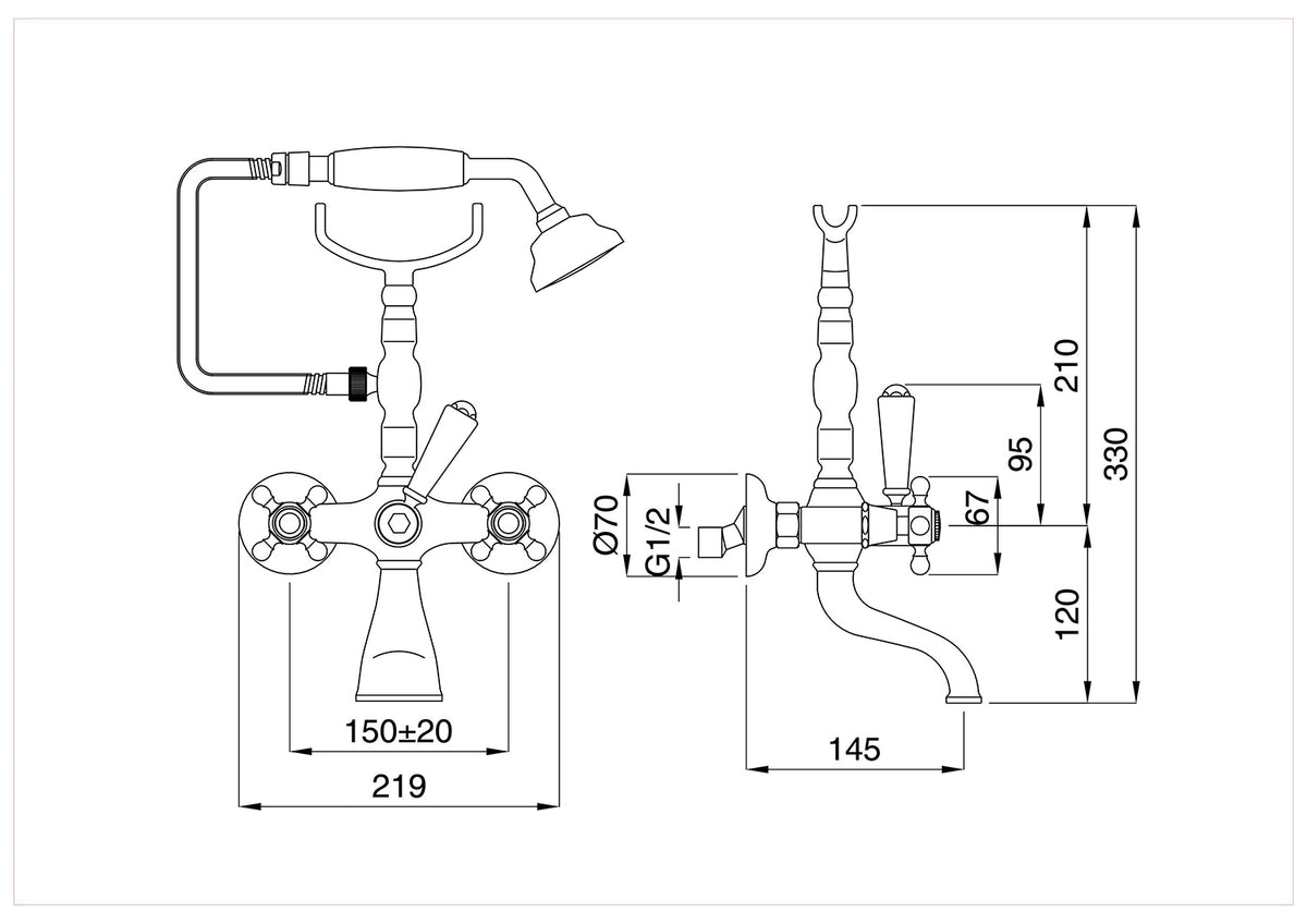 Bugnatese REVIVAL Kádcsaptelep szettel zuhanytartó nélkül