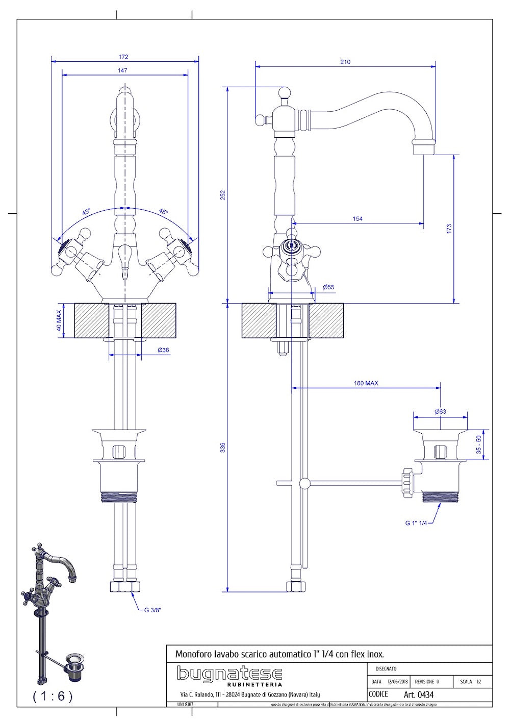 Bugnatese REVIVAL Mosdócsaptelep leeresztővel