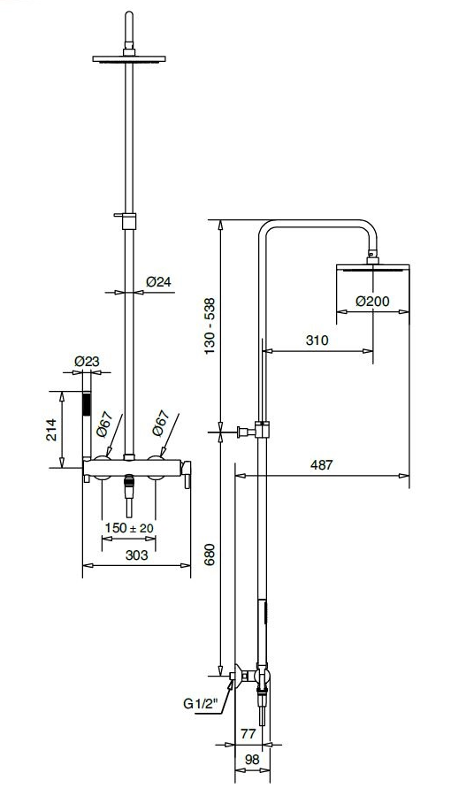Bugnatese ORION Esőztető rendszer fej- és kézizuhannyal