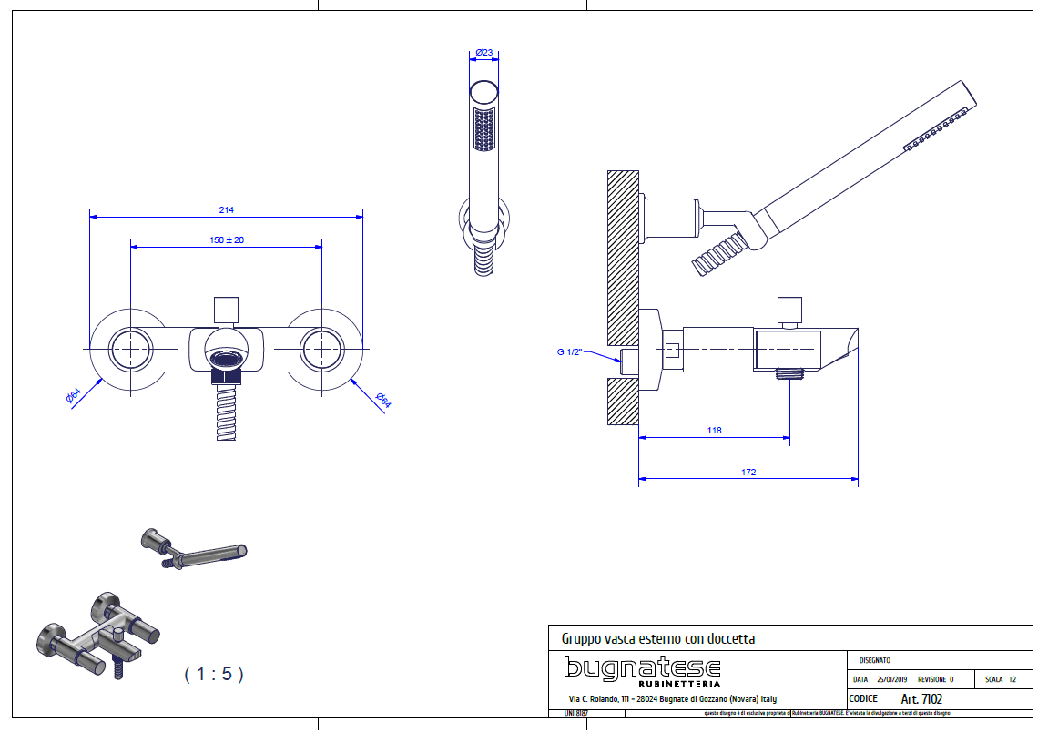 Bugnatese MOON Kádcsaptelep zuhanyszettel