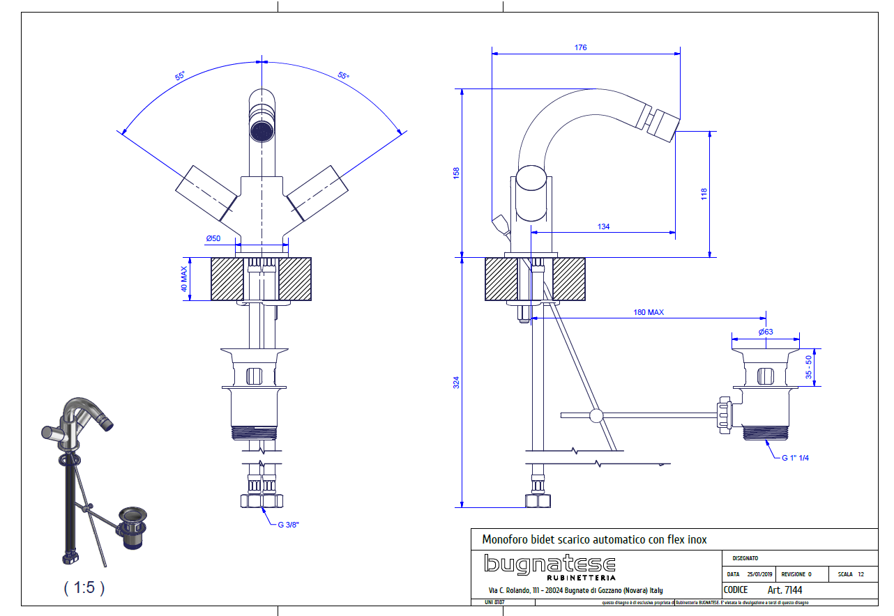 Bugnatese MOON Bidé csaptelep leeresztővel