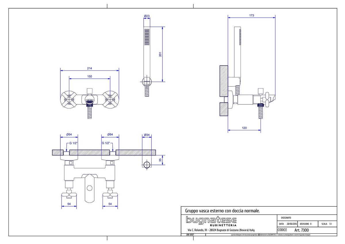 Bugnatese RODOS Kádcsaptelep zuhanyszettel