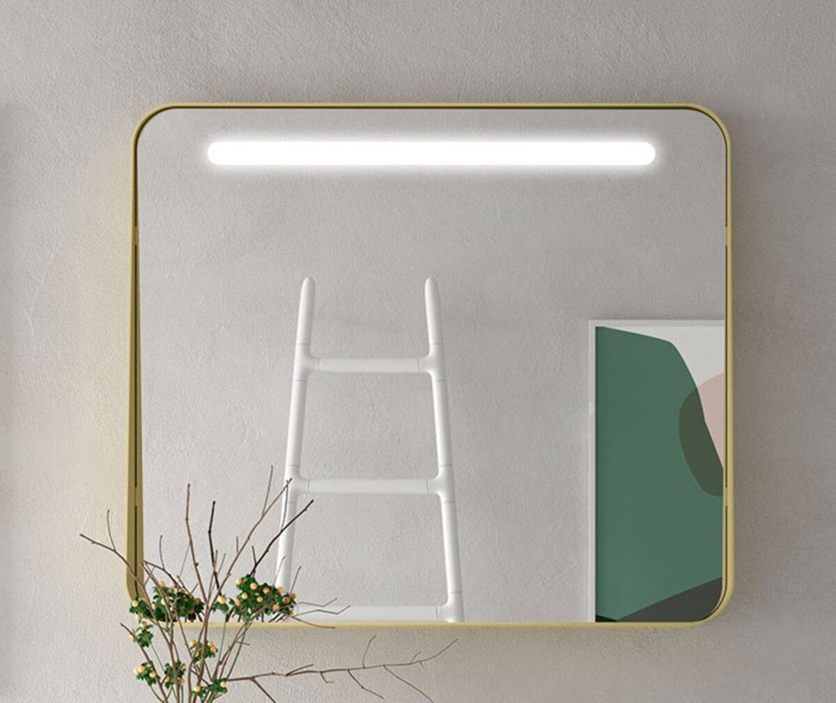 Tükör LED világítással polccal Apolo Salgar 80x70 cm arany 87856