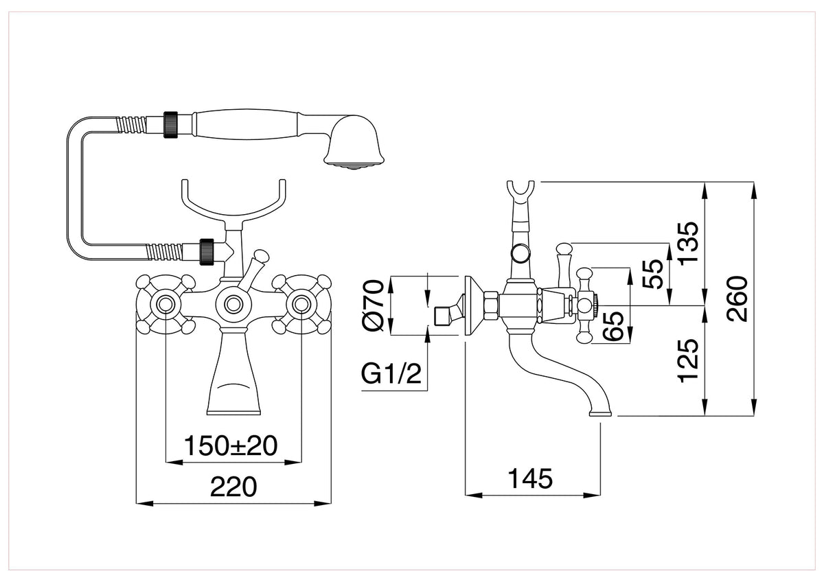 Bugnatese LADY Kádcsaptelep szettel zuhanytartó nélkül