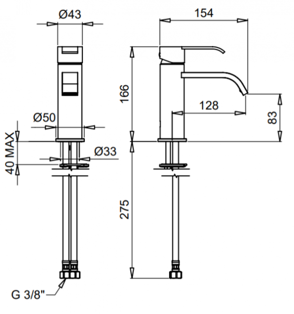 Bugnatese TESS Mosdócsaptelep leeresztő nélkül