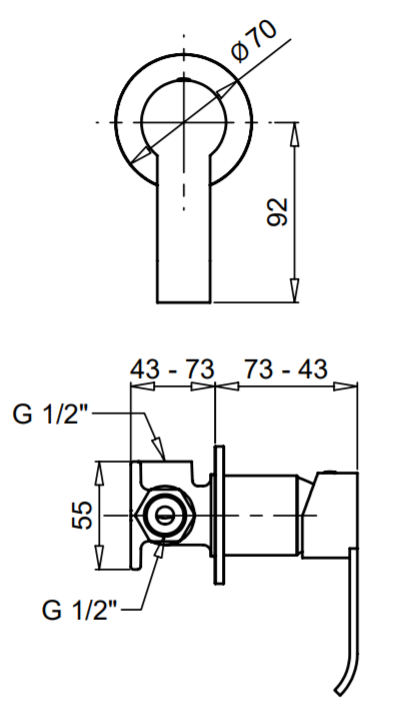 Bugnatese TESS Fal alatti zuhanycsaptelep