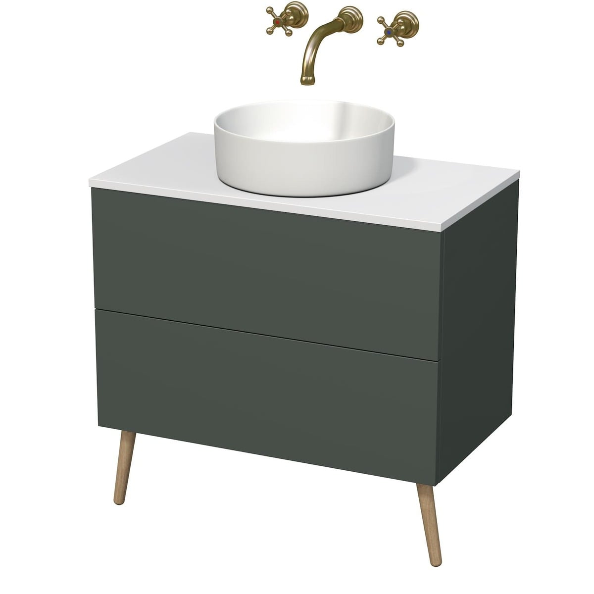 Fürdőszoba szekrény mosdó alatt Naturel Boho 80x76,1x45,5 cm szürke-zöld matt BOHO80SZBU