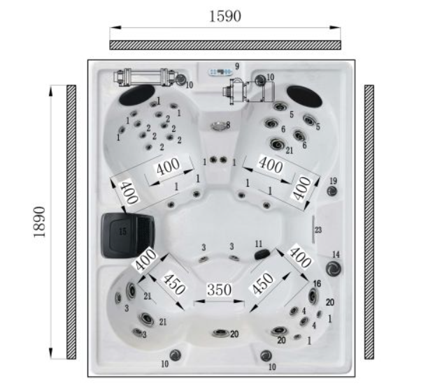 Revolution-spa Family 210x180x82 cm jakuzzi
