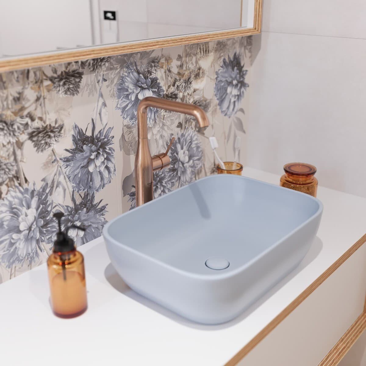 Mosdó lapra SAT Infinitio 45,5x32,5 cm kék matt