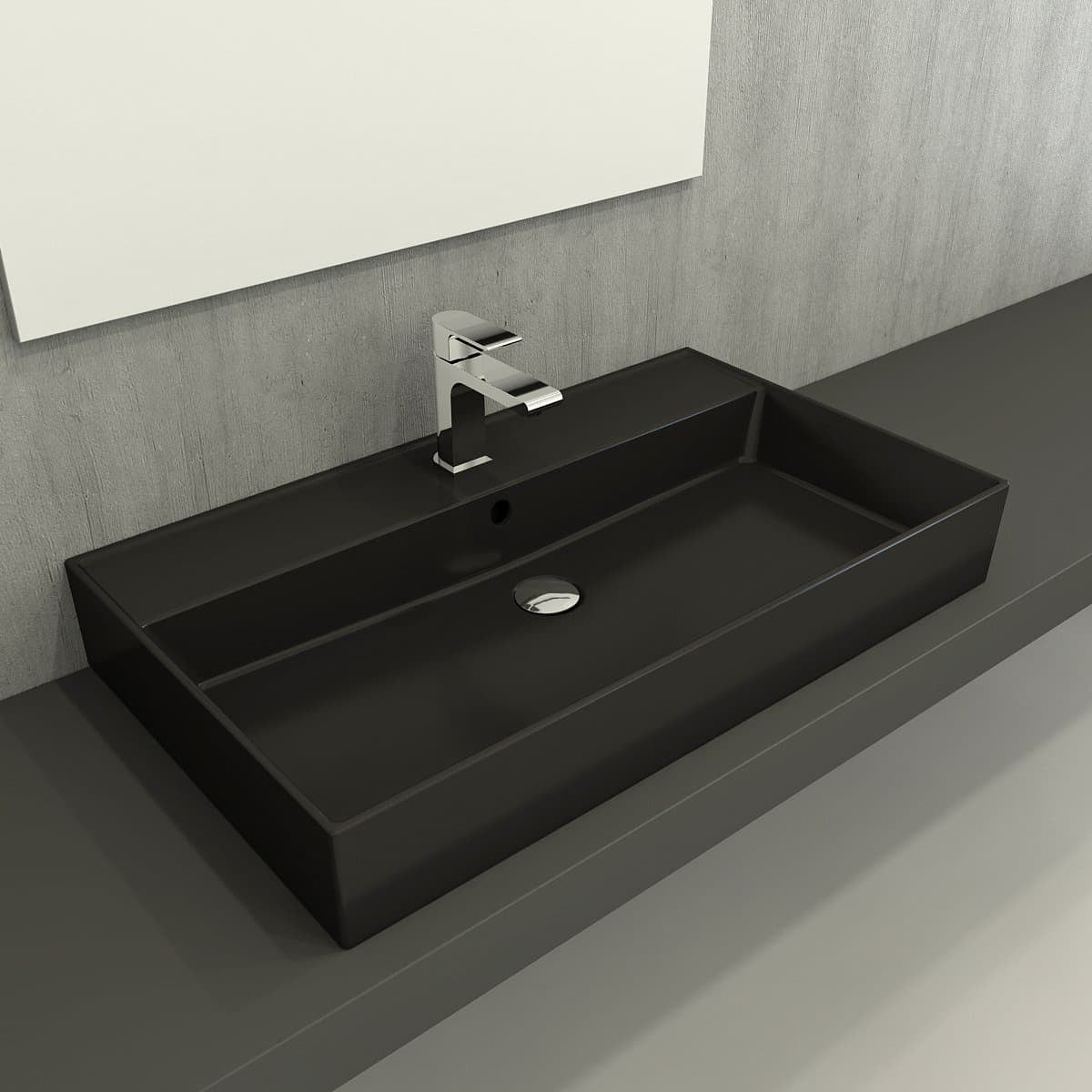 Mosdó Infinitio 80,5x46,5 cm  fekete színben matt felülettel