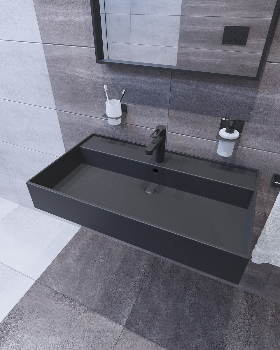Mosdó Infinitio 80,5x46,5 cm  fekete színben matt felülettel