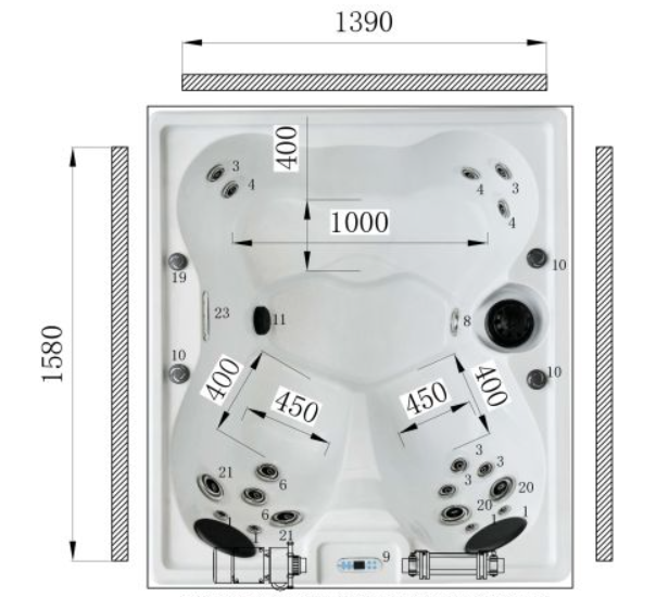 Revolution-spa Social 180x160x76 cm jakuzzi