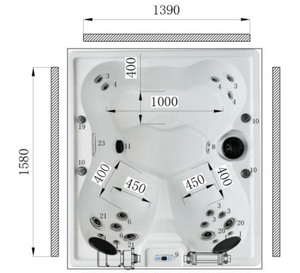 Revolution-spa Social 180x160x76 cm jakuzzi