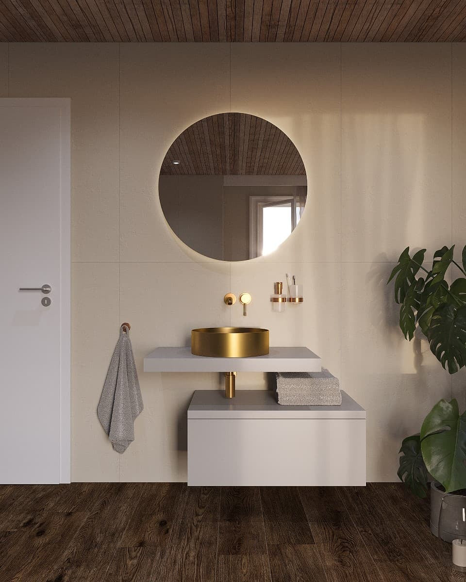 Mosdókagyló pultra arany Aurum 38x38 cm