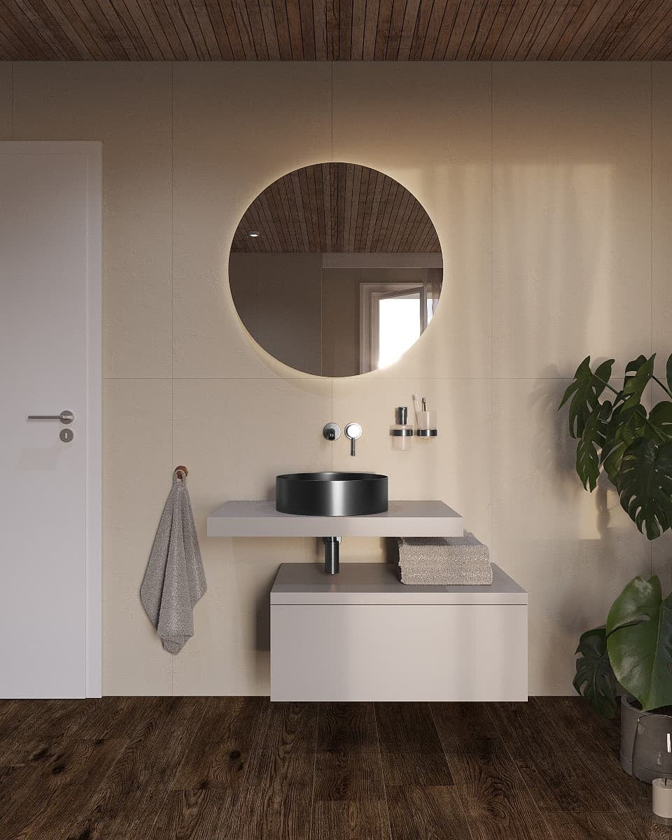 Mosdókagyló pultra pisztolyfém SAT Aurum 38x38 cm