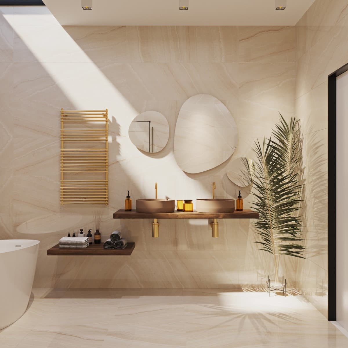 SAT DARK mosdókeverő aranysárga csiszolt karral