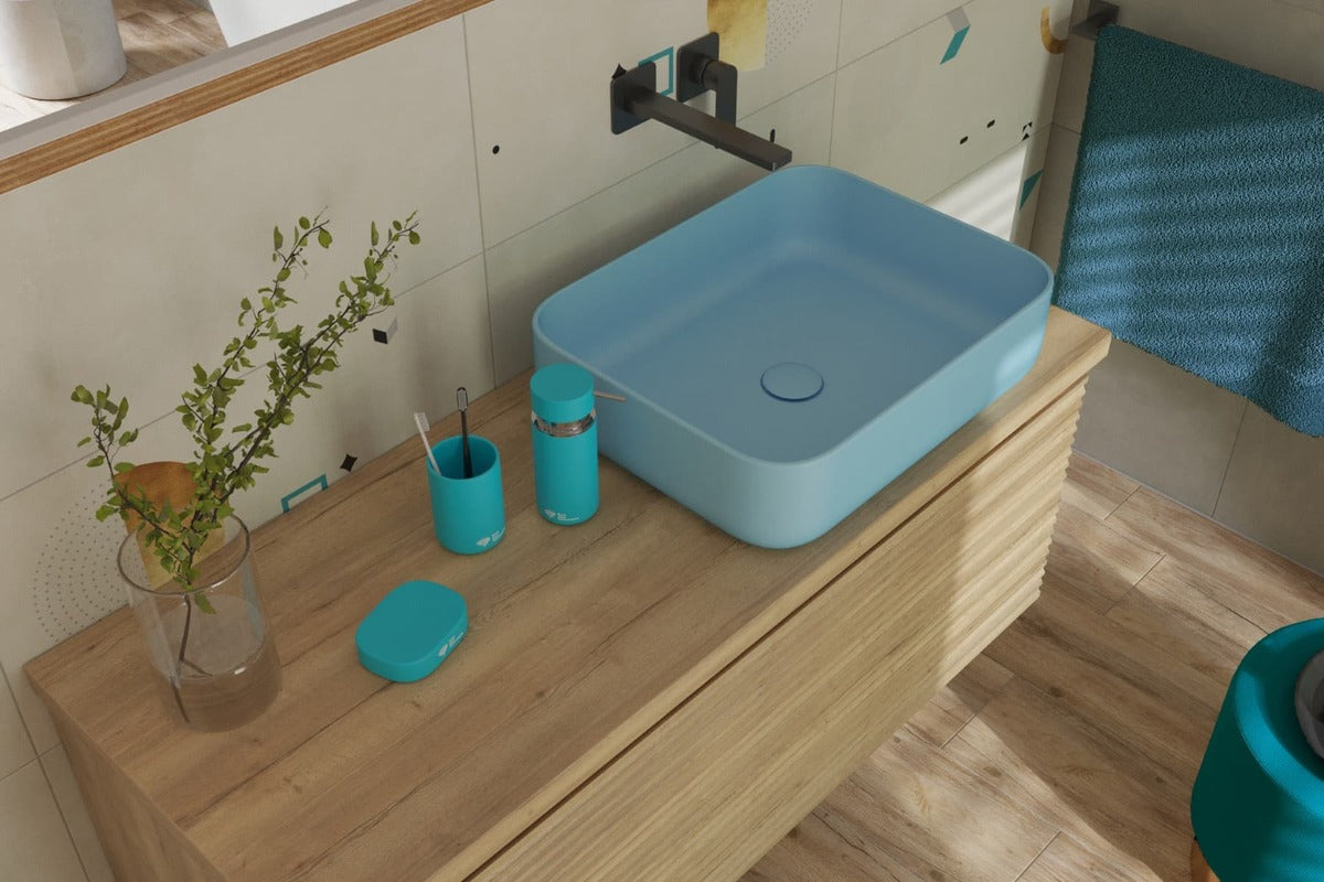 Mosdó lapra Infinitio 50x39 cm kék színben matt felülettel