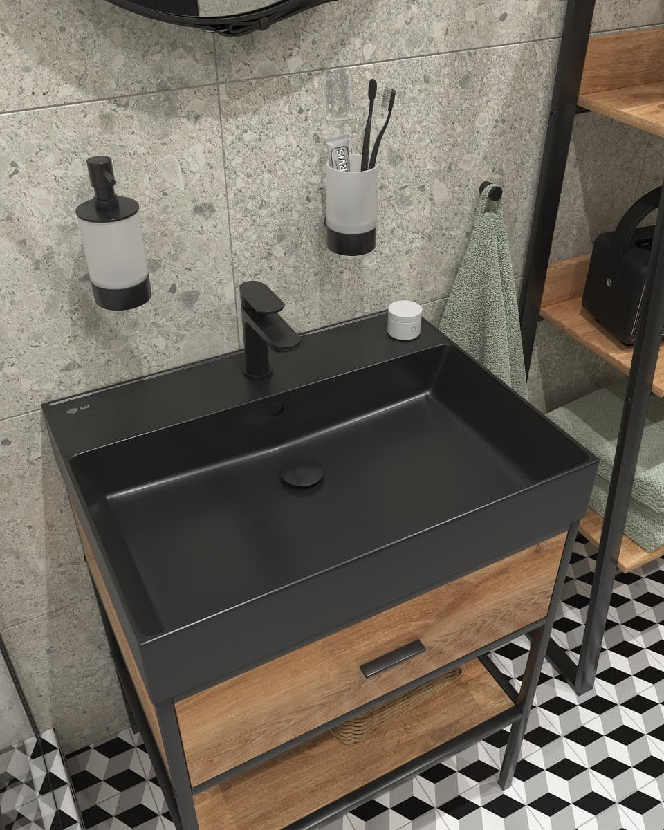 Mosdó Infinitio 60,5x46,5 cm fekete színben matt felülettel