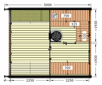 Nagy Hobbit szaunaház 500x386 cm